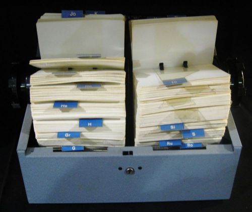 Vintage METAL ROLODEX Twin Double Rotary Card File Model 3500 - T W/Cards