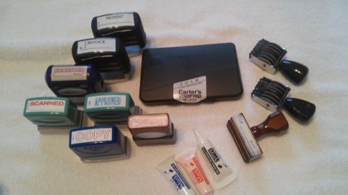 Lot of ink stamps with ink and pad