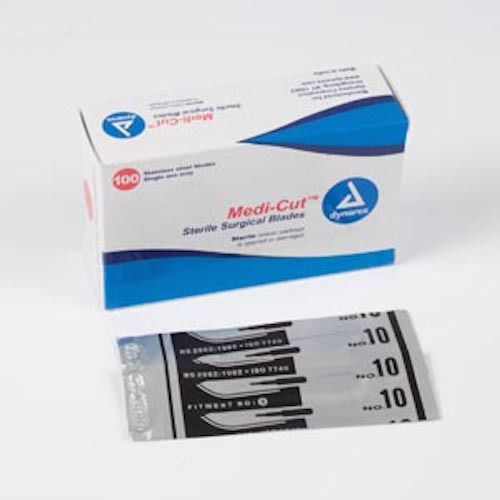 Dynarex 100 Medi-Cut Sterile Size 10 Surgical Blades Item# 4130