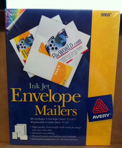 Avery Ink Jet Envelope Mailers 8868 1 Case = 100 Envelopes 200 Postacards