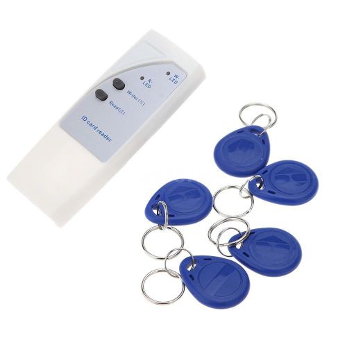 125KHz RFID ID Card Reader/Writer Duplicator with 5X Writable Cards and 5 KeyFob