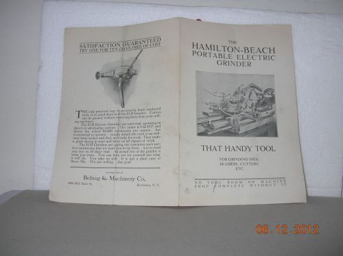 C:1914 HAMILTON BEACH PORTABLE ELECTRIC GRINDER MACHINIST INFORMATION PAMPHLET
