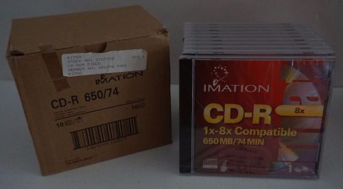 Case of 10 Imation CD-R Disc 1 X- 8X Compatible Lot of 10 650MB 74 Min Jewel