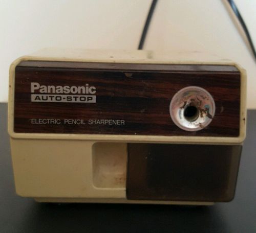 Panasonic Pencil Sharpener Auto-Stop Electric KP-110 Vintage Wood Grain Tested