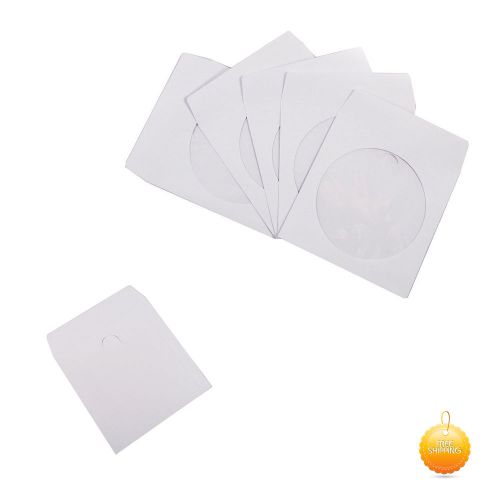 100 CD DVD Paper Sleeve with Window White Premium Thick Envelopes Storage Case