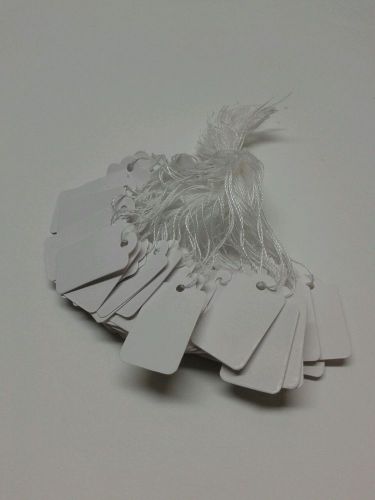 100 small White Jewelry price label tags strung with white strings