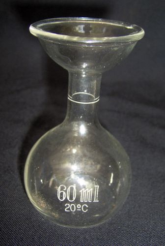Vintage pyrex 60ml viscosimeter flat bottom volumetric flask tooled rim free s&amp;h for sale