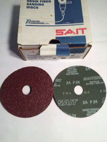 Sait/united abrasives, part #50020, 5&#034; x 7/8&#034; 24 grit aluminum oxide fiber disc for sale