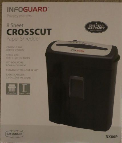 InfoGuard 8-Sheet Cross-Cut Shredder with Pullout Bin Model# NX80P Brand NEW