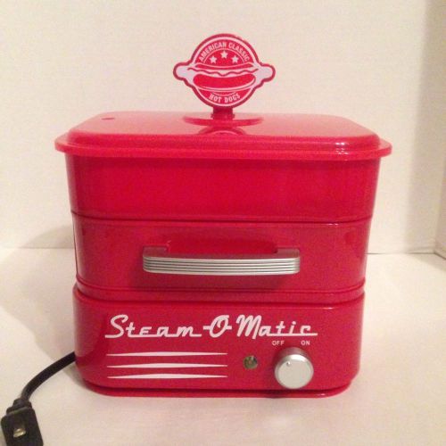 New Hot Dog Steamer Red Kitchen Grill Cooker Portable Steam-o-Matic