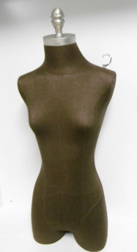 MANNEQUIN DARK BROWN FEMALE MANNEQUIN 3/4 TORSO BODY DISPLAY LEFT LEG POLE READY