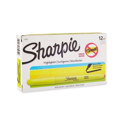 Yellow Fluorescent Sharpie 12 Pack Highlighter Chisel Tip Marker NEW