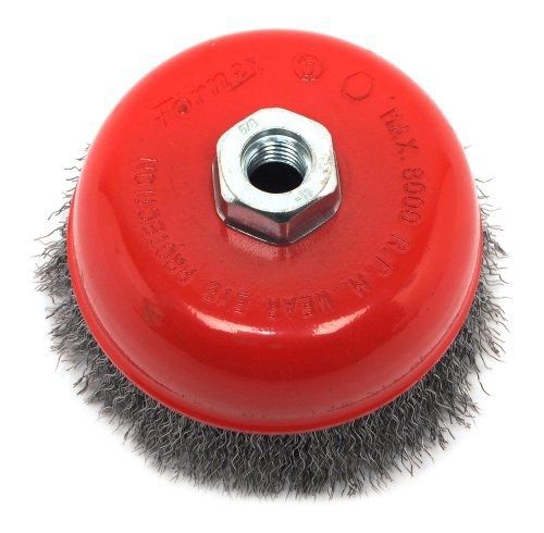 Forney 72754 Wire Cup Brush, Coarse Crimped with 5/8-Inch-11 Threaded Arbor,