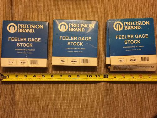 Precision Brand Feeler Gage Stock, 1/2&#034;x25&#039;, 3 Boxes, 19495, 19600, 19640