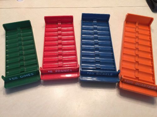 Lot of 4 Major Metalfab Color-Keyed Rolled Coin Plastic Storage Trays