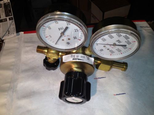 LINDE Gas regulator B5 SSA 15 320  inlet 3000 psi outlet gauge 30 psi w shut off
