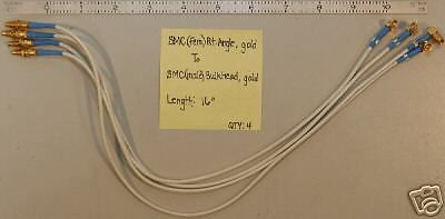 (4) SMC(M-Bulkhead)-SMC(F) Right Angle Gold Cables 16&#034;