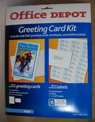 NIB Office Depot Greeting Card Kit 10 Cards &amp; Envelopes + 150 Address Labels