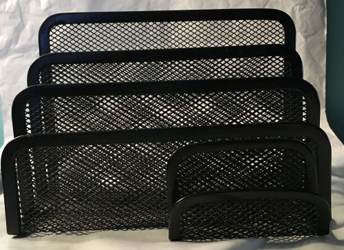 Black Wire Mesh Letter Holder Sorter 5&#034;H x 7&#034;W x 4&#034;D from Staples Gently used