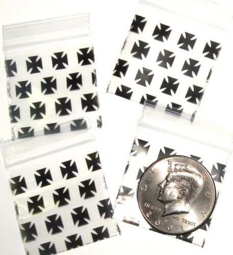 200 Iron Cross baggies 1.5 x 1.5&#034;  Mini ziplock bags  Apple 1515