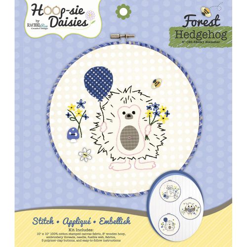 &#034;Hedgehog Hoop-sie Daisies Embroidery Kit-8.5&#034;&#034; Round&#034;