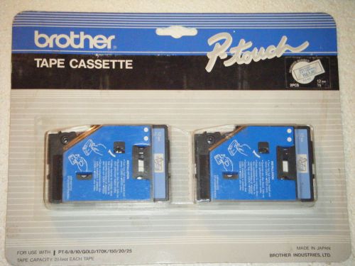 Brother p-touch tc-10 2 pack tape cassette black on clear laminated labels for sale