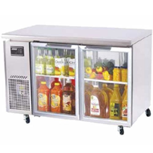 Turbo jur-48-g undercounter refrigerator, 2 sections (2 glass doors), side mount for sale