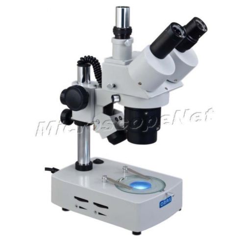 Omax table stand trinocular stereo 20x-40x-80x microscope with dual lights for sale