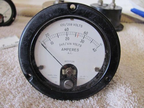 Weston 1534 176024 A C Amperes meter 120 to 416 volts 0 to 40 &amp; 0 to 80 amps