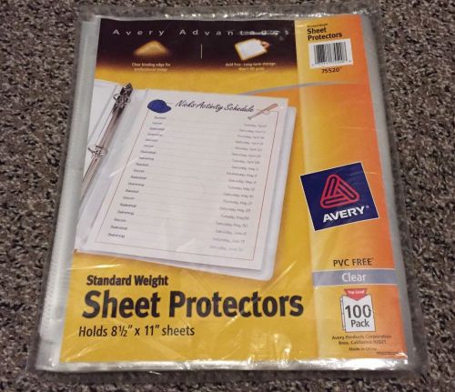 Avery 75520 Standard Weight Acid &amp; PVC Free Top Load Sheet Protectors 100 Pack