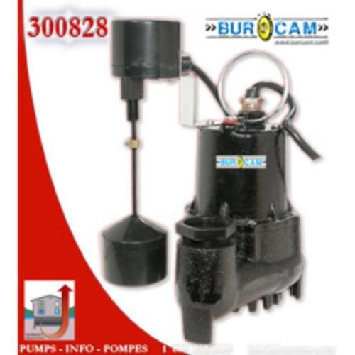 Burcam cast iron subm. sump pump 1/3 hp 115v vertical switch 300828h for sale