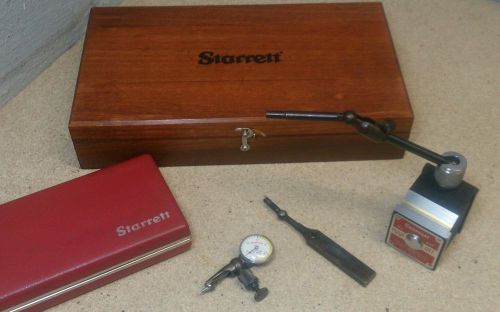 Starrett No. 657A magnetic base with a No. 711 dial indicator in wooden box