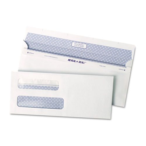 Quality park #8 reveal-n-seal double window envelope 3.6 inches x 8.6 inches ... for sale