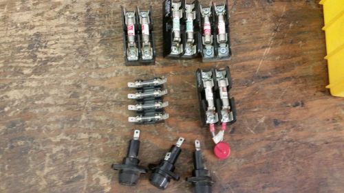 LOT OF USED GOULD SHAWMUT + BUSS FUSE BLOCKS W/FUSES ALL TESTED GOOD
