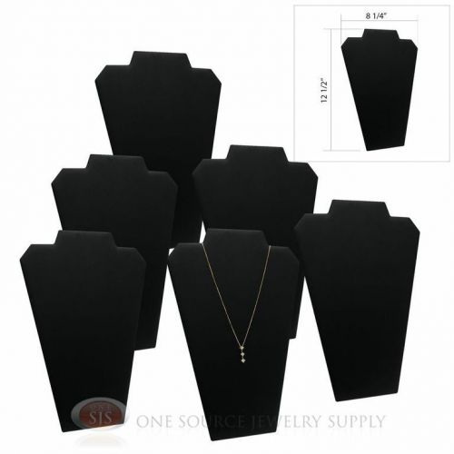 (6) 12 1/2&#034; Black Leather Padded Pendant Necklace Display Easel Presentation