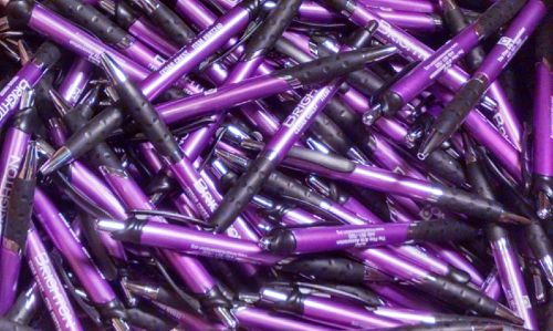 10 New Misprint Ballpoint Retractable Ink Pens, Purple and Black (Black Ink)