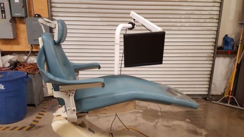 Marus dc160 dental patient exam chair w/ footpedal &amp; monitor mount, light blue for sale