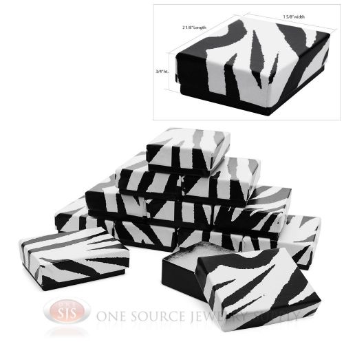 12 Zebra Print Cotton Filled Gift Boxes  2 1/8&#034; X 1 5/8&#034; Jewelry Pendant Box