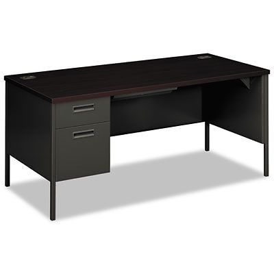Metro classic left pedestal desk, 66w x 30d, mahogany/charcoal, sold as 1 each for sale