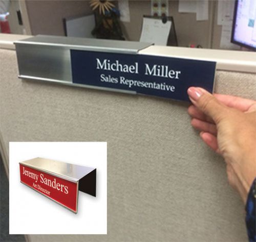 Cubicle Nameplate Holder for Changeable Nameplates - 2&#034;H x 8&#034;W x 2-1/2&#034;D