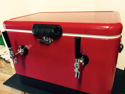 Draft keg beer coleman steel diablo red jockey box cooler w/dbl 50ft coils new for sale
