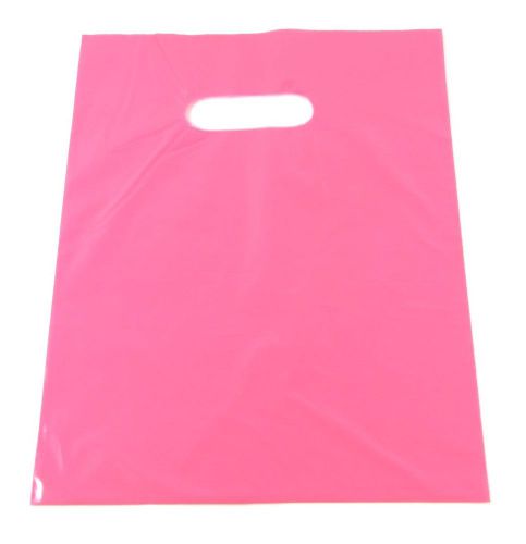 25   9&#034; x 12&#034; HOT CANDY PINK  GLOSSY Low-Density Plastic Merchandise Bags