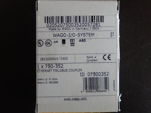 WAGO I/O System Ethernet Fieldbus Coupler 750-352. NIB