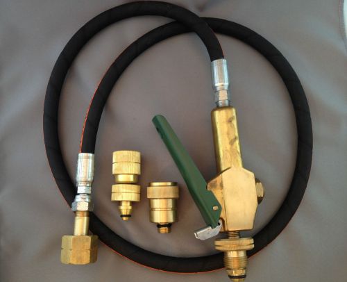Lpg filler gun &amp; hose cga 555 to pol/bbq ,  with primus and companion adapters for sale