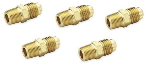 5 Pack 45° Flare Brass Hex Union Connectors Male Tube OD 1/4&#034; x Male Pipe 1/8&#034;