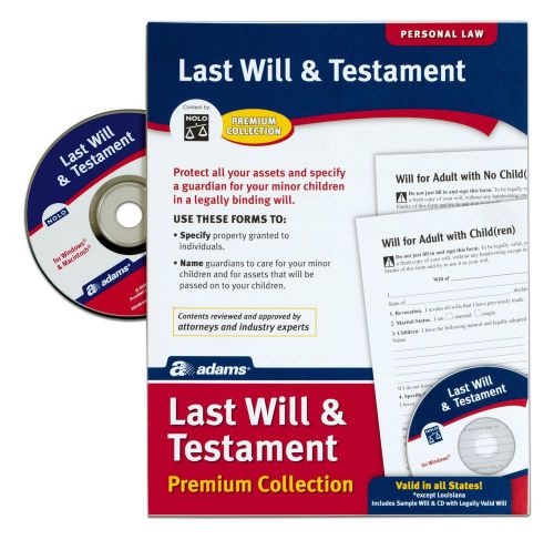 Adams Last Will and Testament with CD Forms and Instructions (ALFP117)