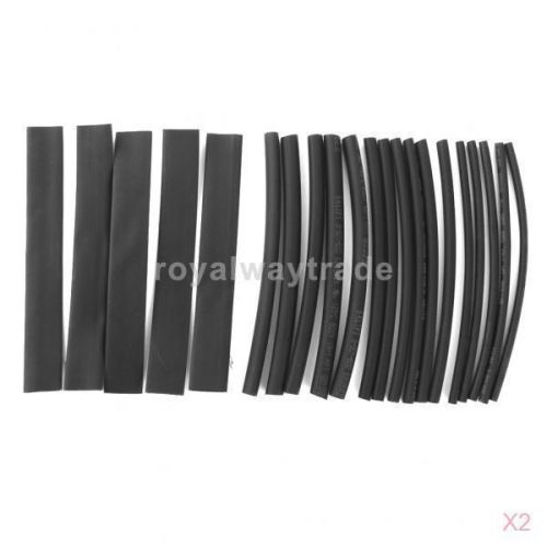 2x 20pcs wire wrap assortment set heat shrinkable shrink tube sleeves black for sale