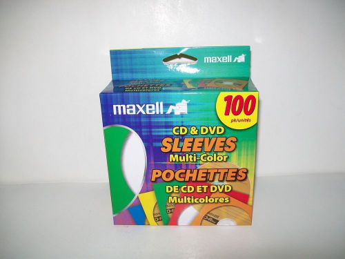 Maxell Multi-Color CD/DVD Sleeves 100 Pack New