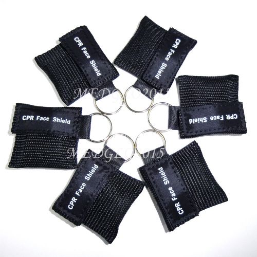 50pcs BLACK CPR MASK WITH KEYCHAIN CPR FACE SHIELD AED