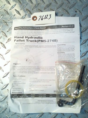 Pallet Truck PM5-2748 Operating Instruction &amp; Part Manual with Replacement Rings